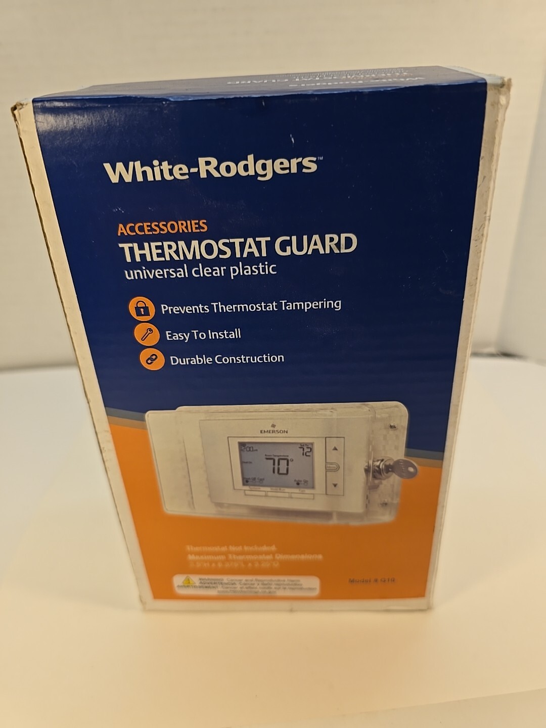 Emerson White Rodgers Thermostat Guard G10 W/ Key Universal Clear Plastic Lock