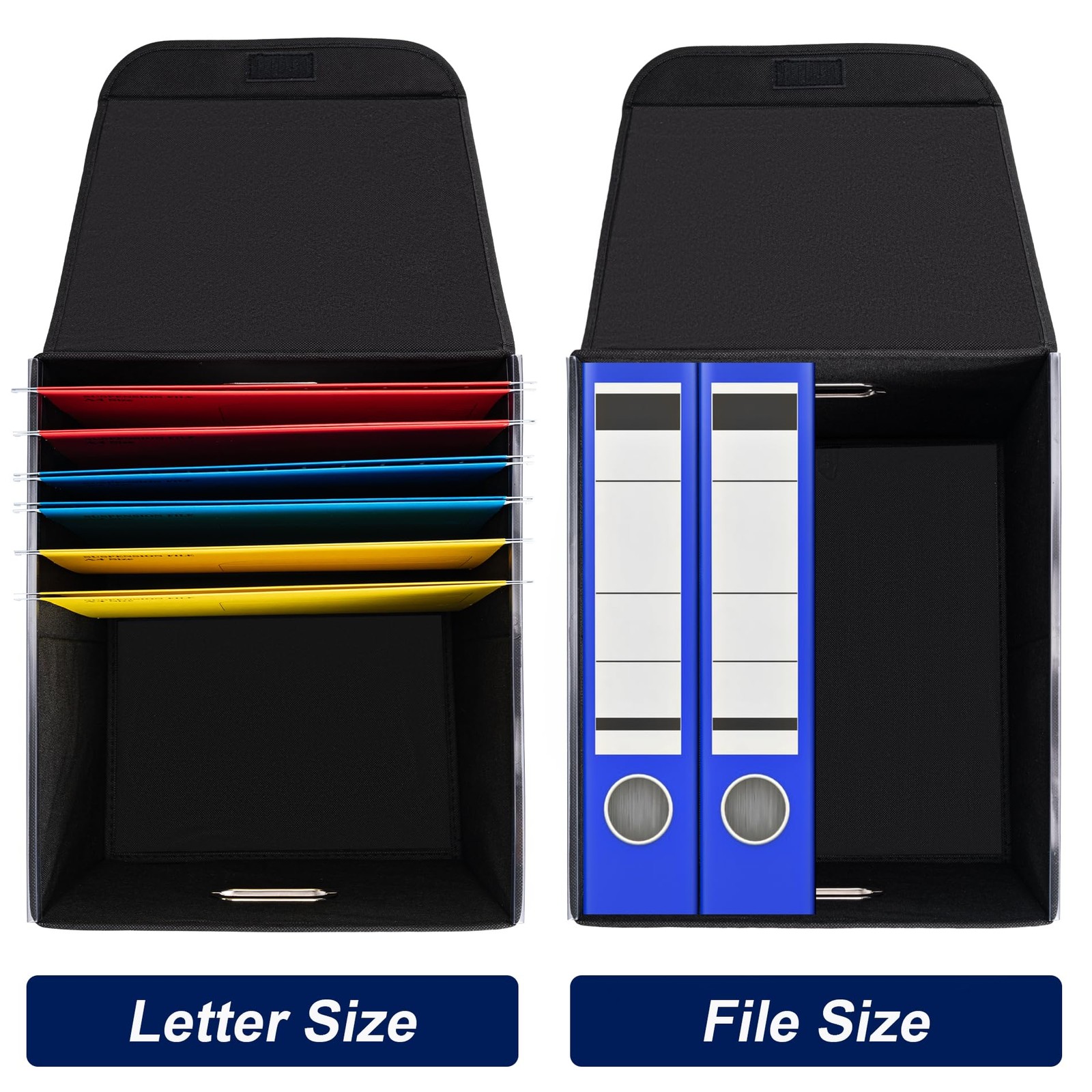 CADONO File Organizer Box with Lid, Large Hanging File Folder Organizer with ...