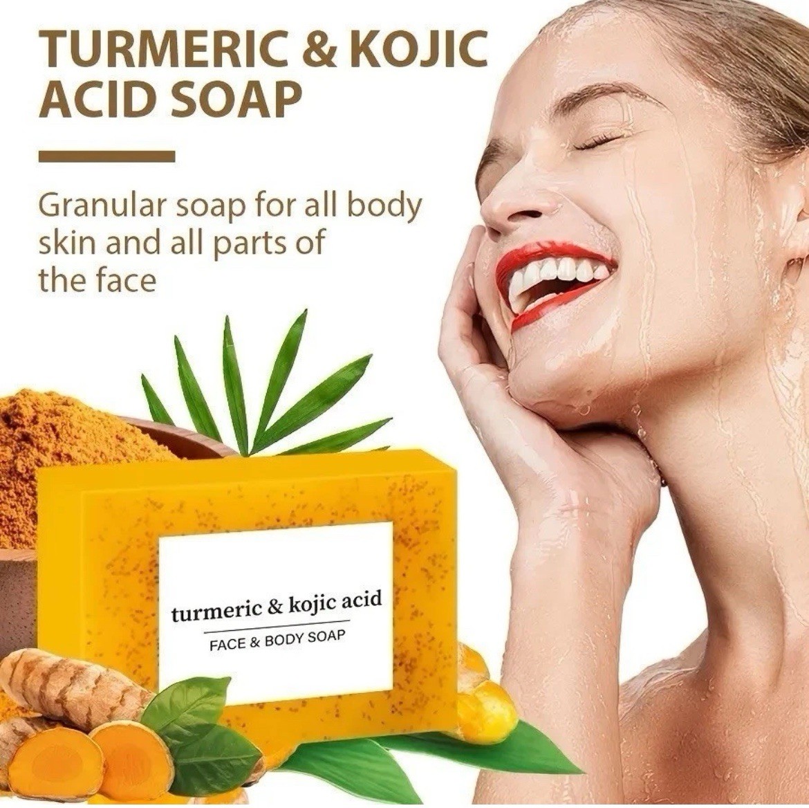 2-Pack Turmeric Glow Soap Bar - Lemon & Kojic Acid, Removing Dark Spots