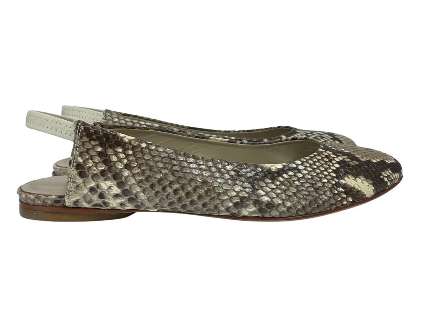 Attilio Giusti Leombruni Python Slingback Flats Size 7