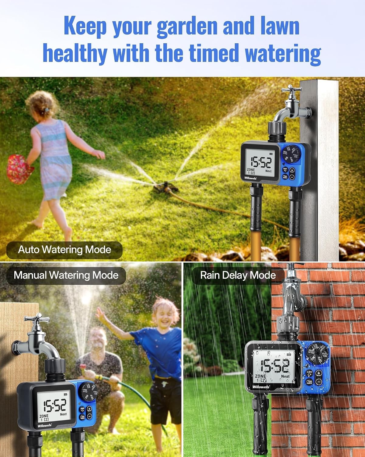 Water Timer for Garden Hose 2 Zone Sprinkler Automatic Irrigation System/Rain