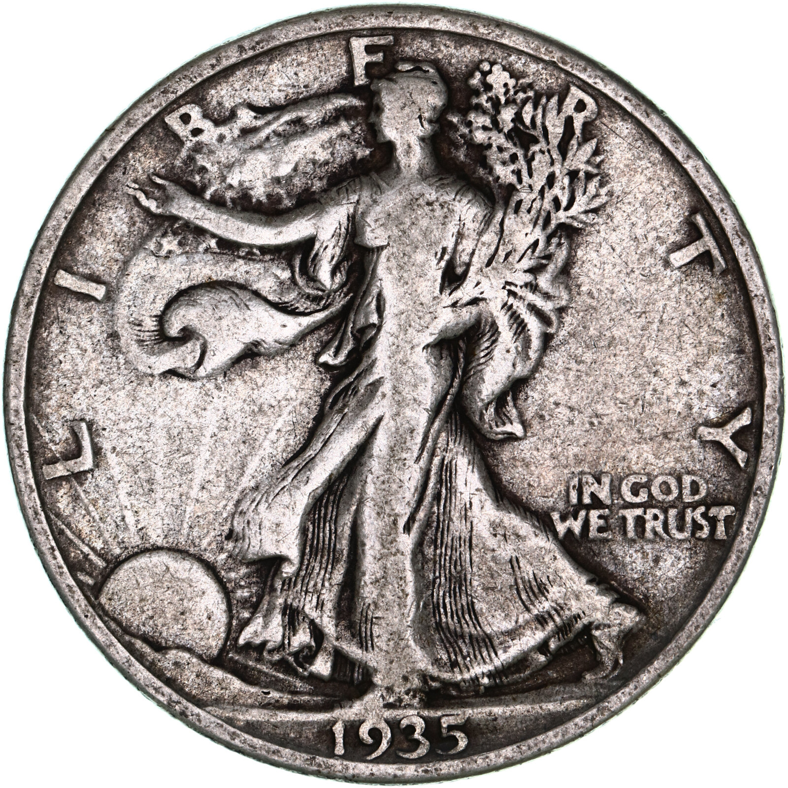 1935 (P) Walking Liberty Half Dollar 90% Silver Fine FN