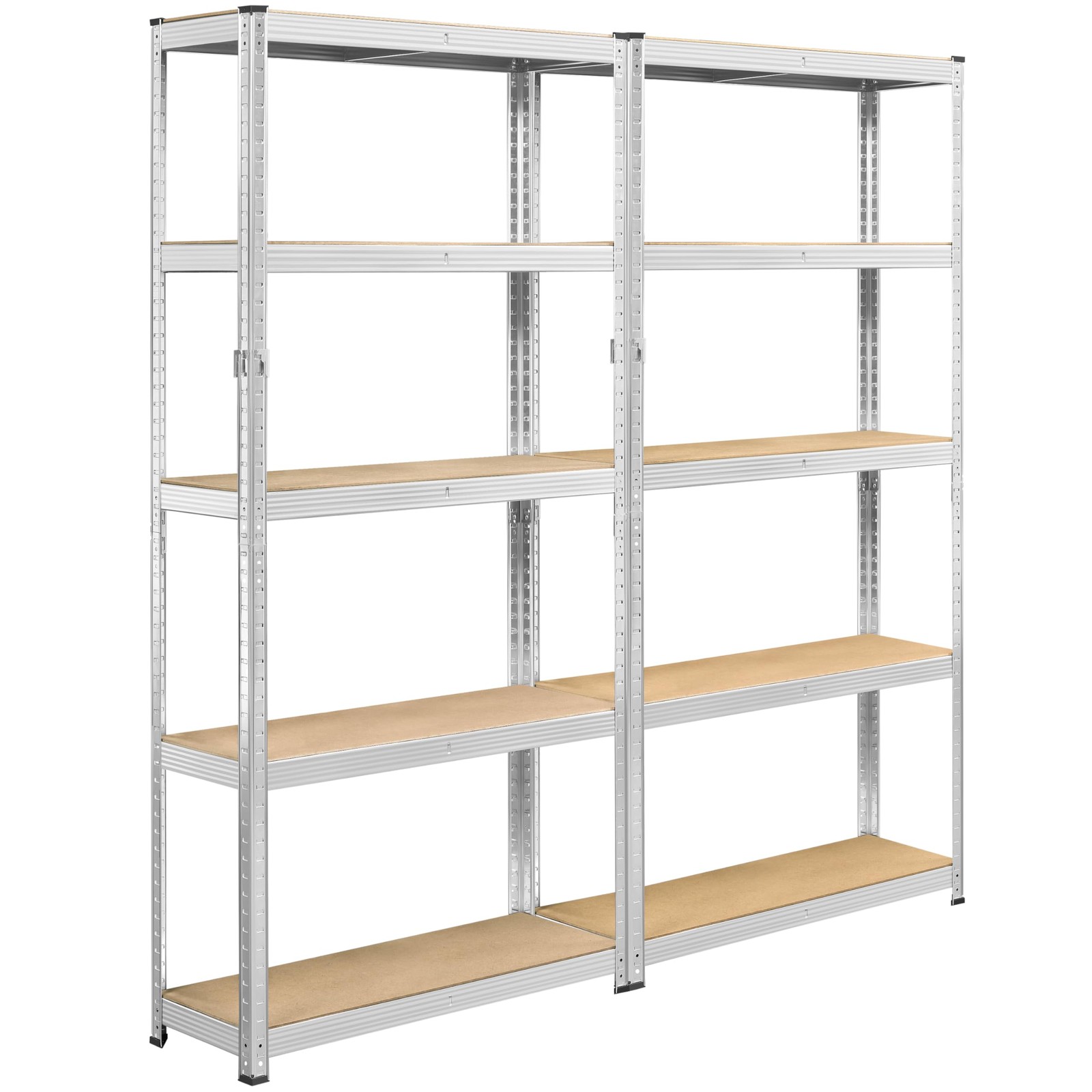 5-Tier Garage Shelves, Metal Storage Shelves Utility Shelving Unit, Silver, 2PCS