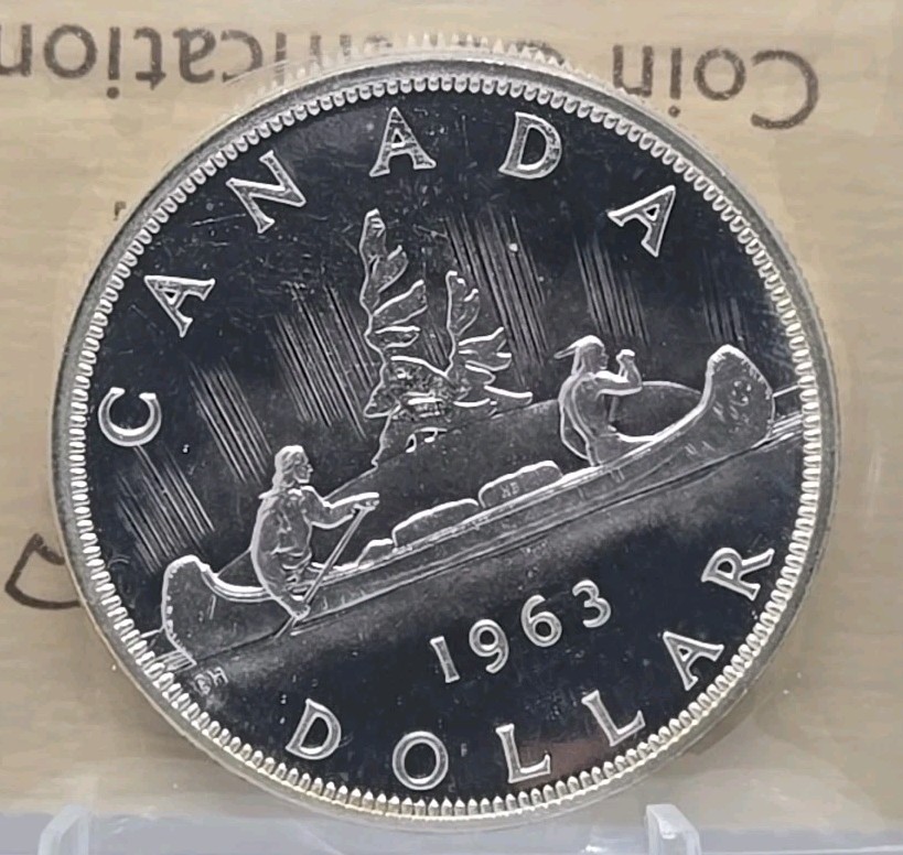 1963 CANADA SILVER $1 COIN ICCS PL 65 HEAVY CAMEO