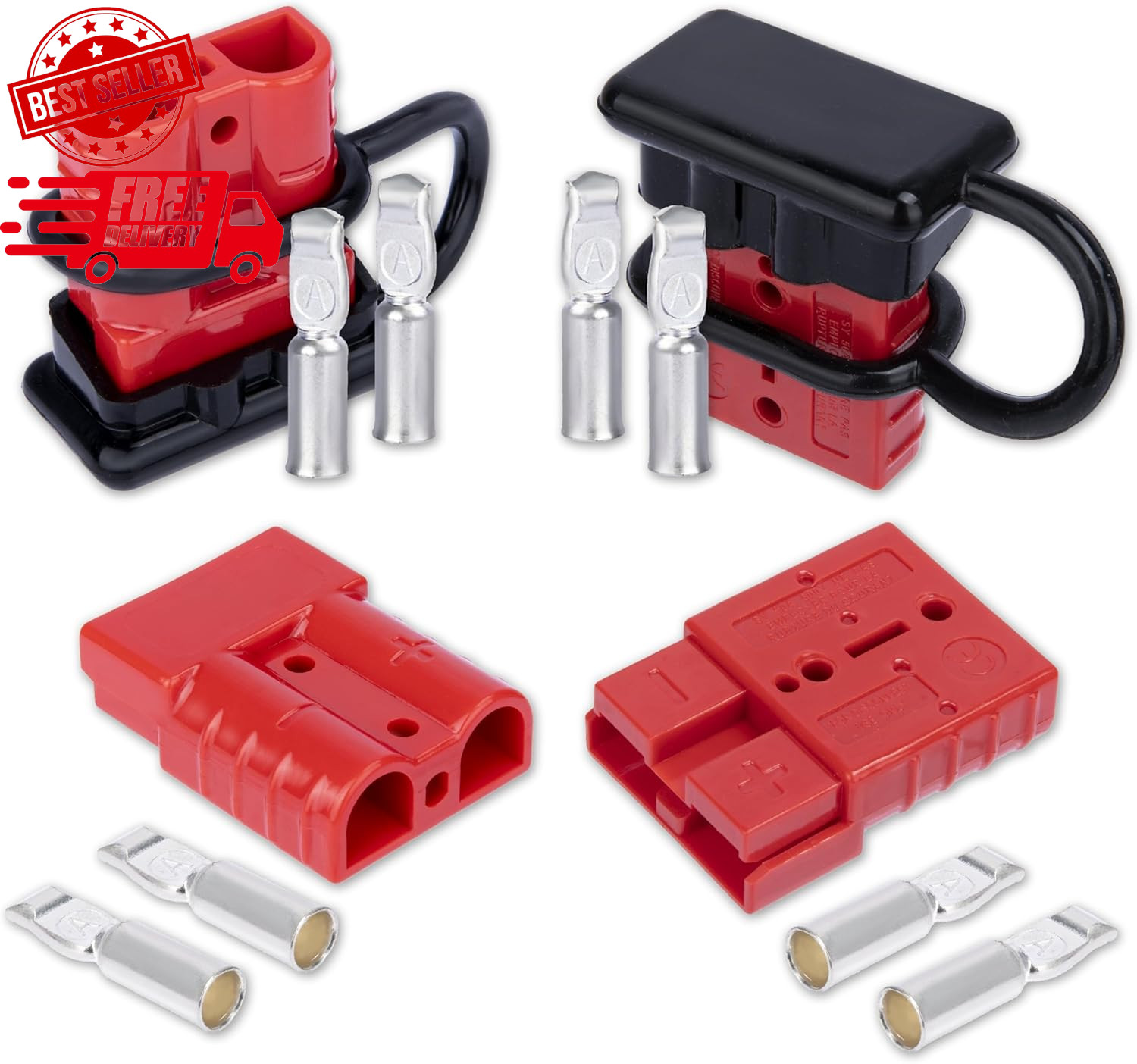 Anderson Connector 4 Pcs, 50 Amp 12-36V Battery Quick Connect/Disconnect Plug Ki