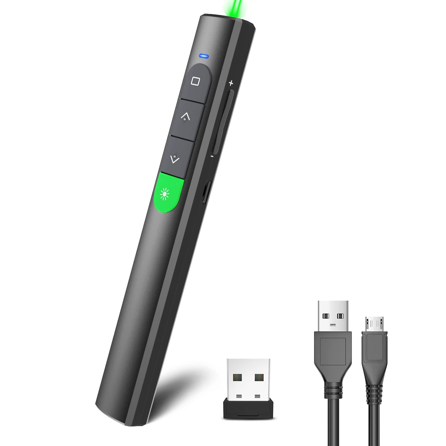 Wireless Presentation Clicker PowerPoint Presenter Remote: Rechargeable Green...