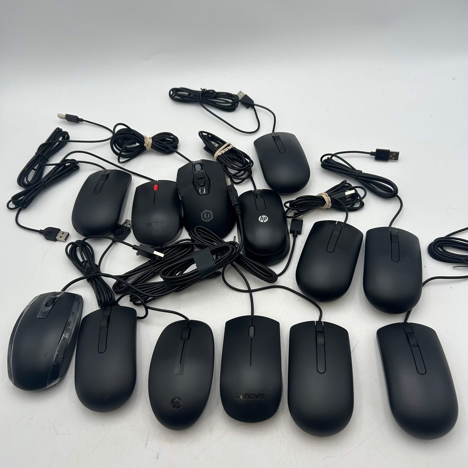 Lot of 12 Assorted Black Computer Mice New Open Box HP Lenovo Dell Cyberpower