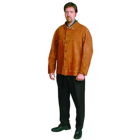 Condor 2Aj40 Welding Jacket, Cowhide, 30 In Length, Snaps Closure, 3 Pockets,