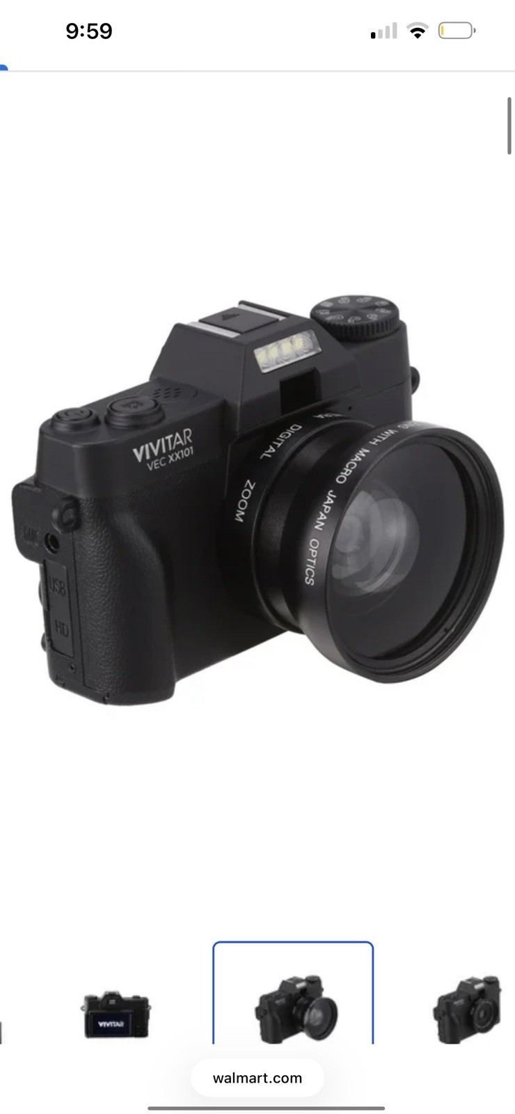 Vivitar VEC XX101 20MP Compact Digital Camera Macro & Wide Angle Lenses Black