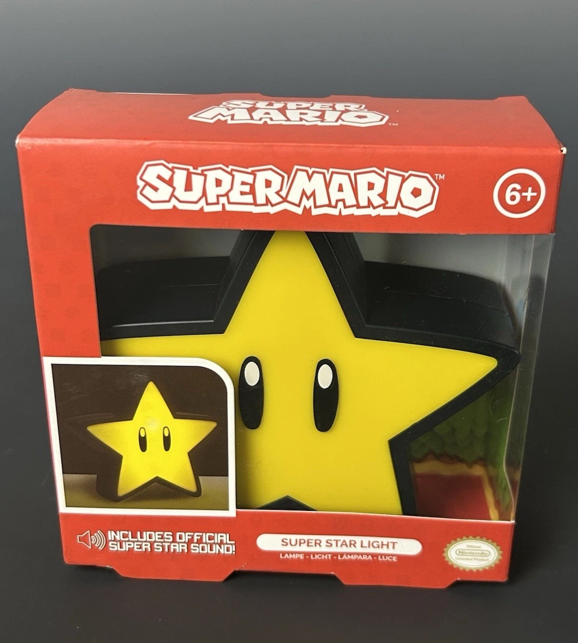 Paladone Nintendo Super Mario 5" Super Star Lamp Night Light with Official Sound