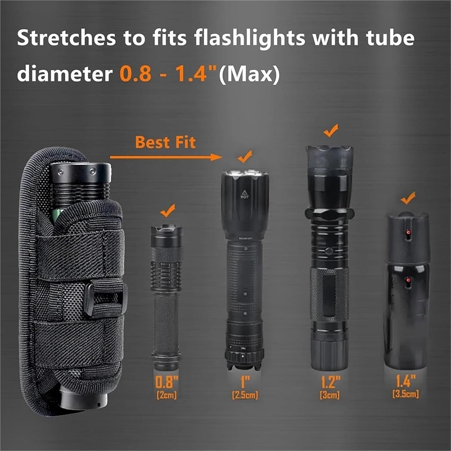 Tactical Flashlight Holster 360 Degree Rotatable Belt Clip Torch Case EDC Pouch