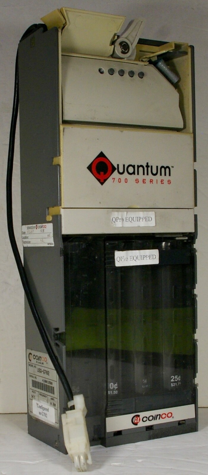 COINCO QUANTUM 700 USQ-G702 MDB 24V 4 Tube Coin  Acceptor  25¢ 10¢ 5¢ 25¢ Tubes