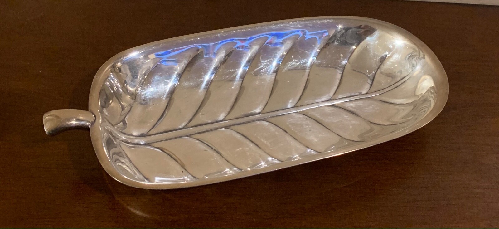 Vintage Silver-plated Banana Leaf Tray - 9 1/2" x 4 1/2" x 1" Deep