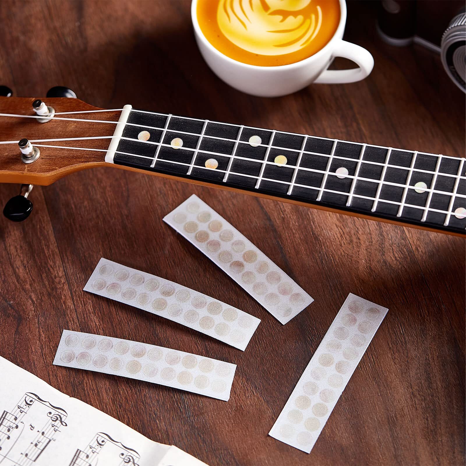 100 Pcs 5 Sheets Dot Fret Markers Guitar Fretboard Stickers Guitar Neck Decal