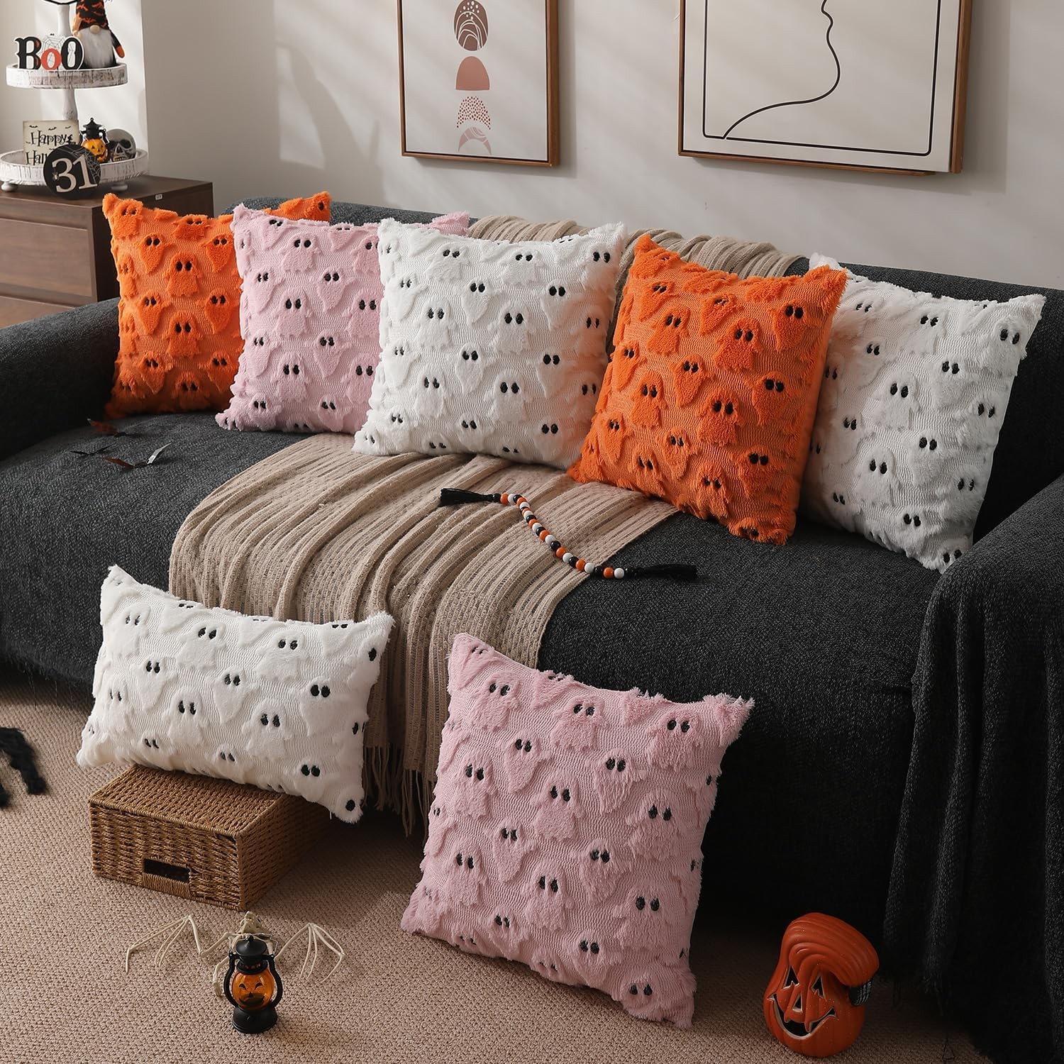 DFXSZ Halloween Pillow Covers 18x18 inch 18" x (Pack of 2), White Black
