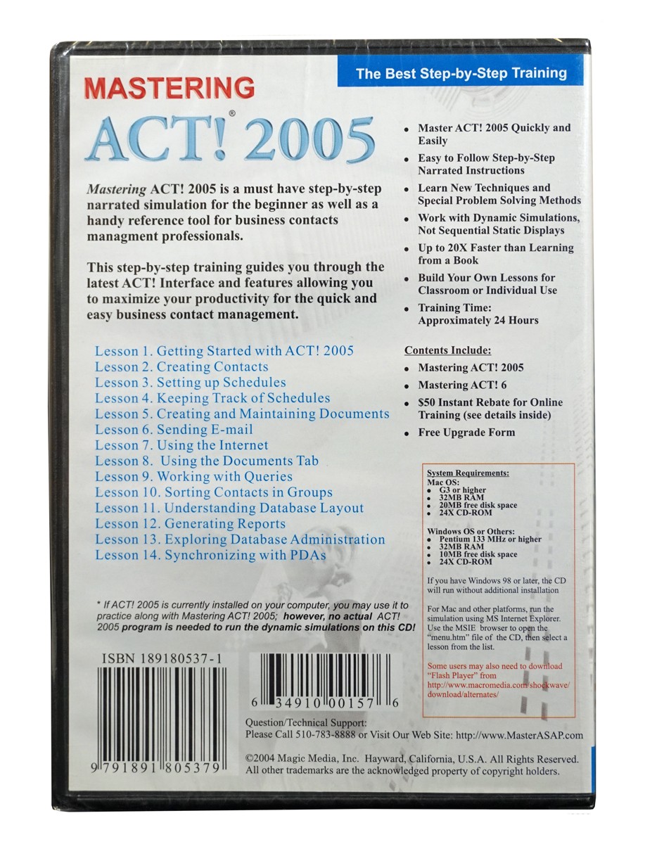 Mastering ACT 2005 - a step by step self paced training tutorial CD-Rom