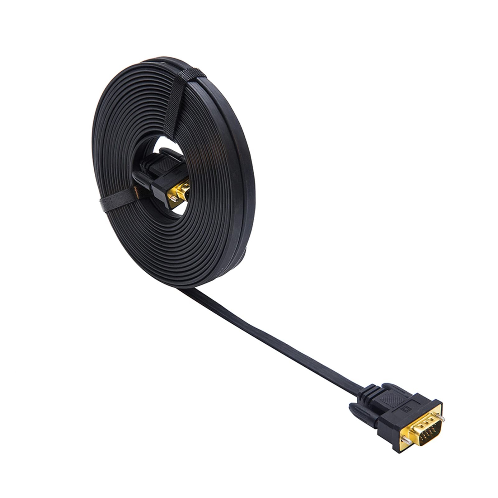 25ft Ultra Thin Flat Type Computer Monitor VGA Cable Standard 15 Pin Male