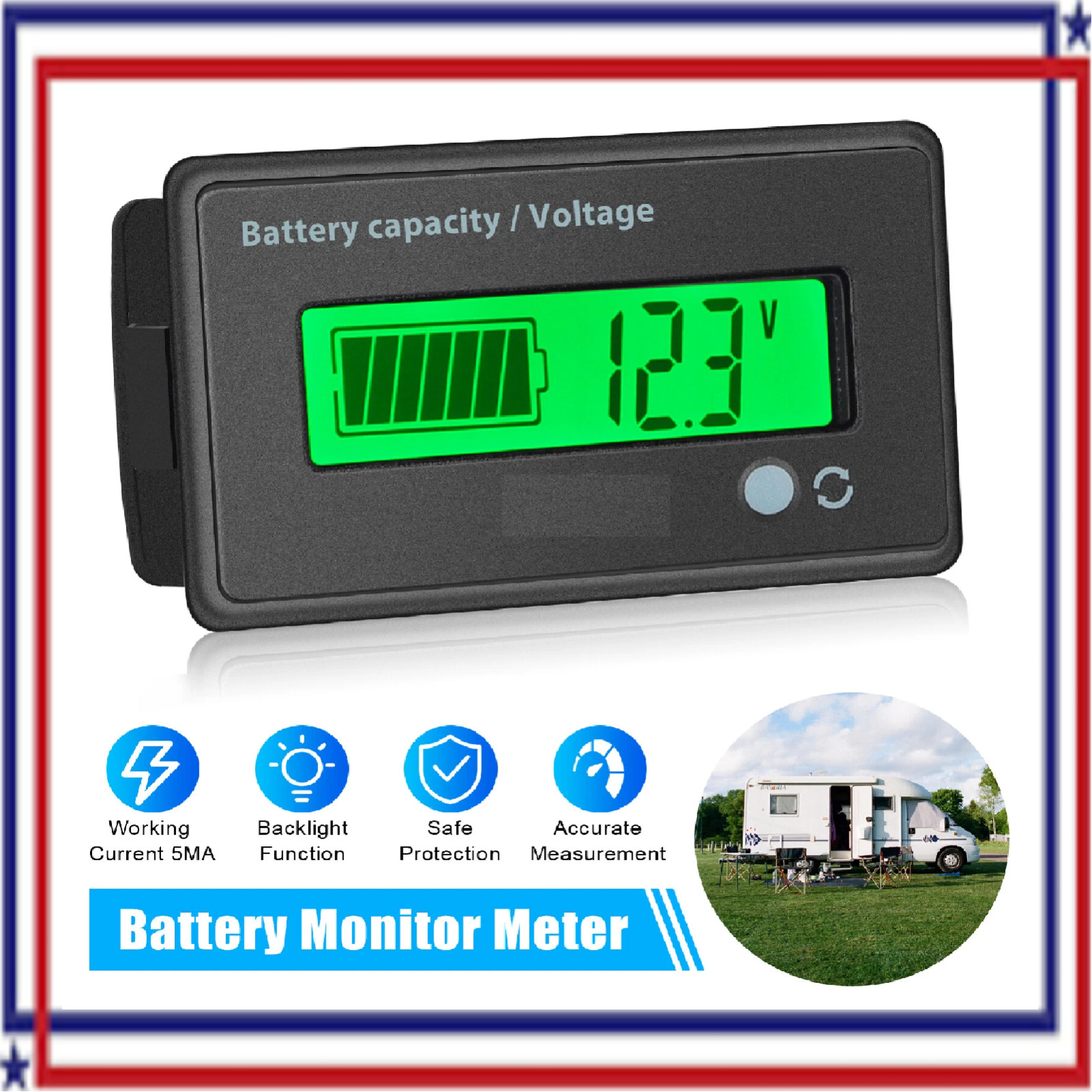 12V/24V/36/48V Battery Status Charge LCD Digital Indicator Monitor Meter Gauge
