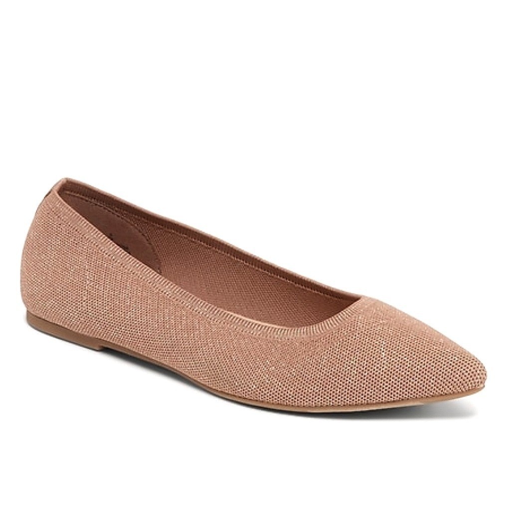 NWT Old Navy Textured Knit Pointy Toe Ballet Flats in Cocoa Fawn Metallic Size 8