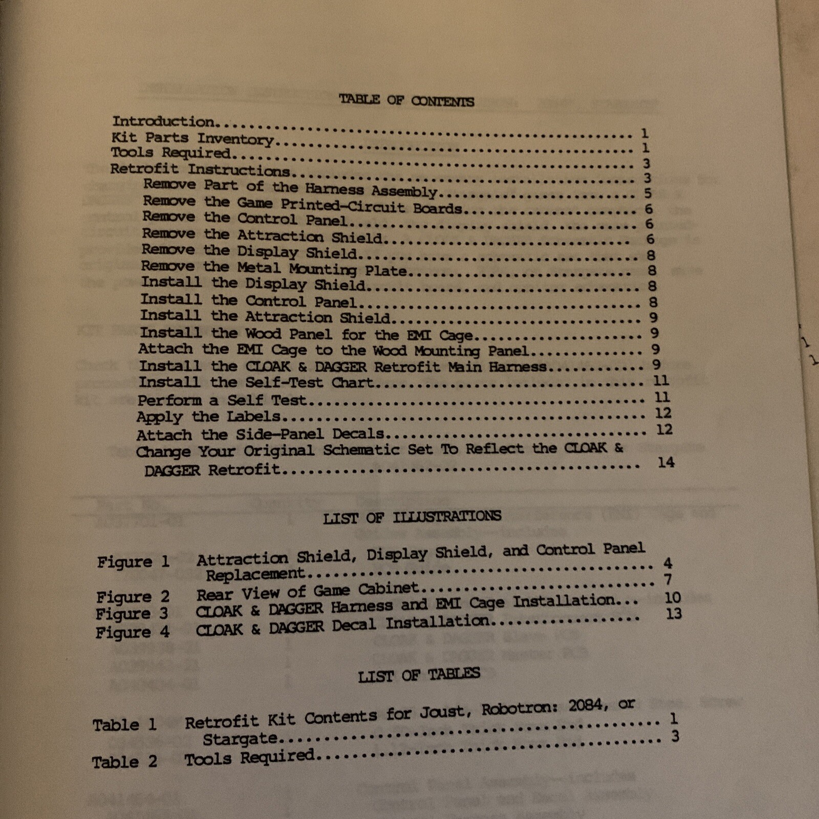 original Cloak & Dagger Atari Kit Robotron arcade video Game manual