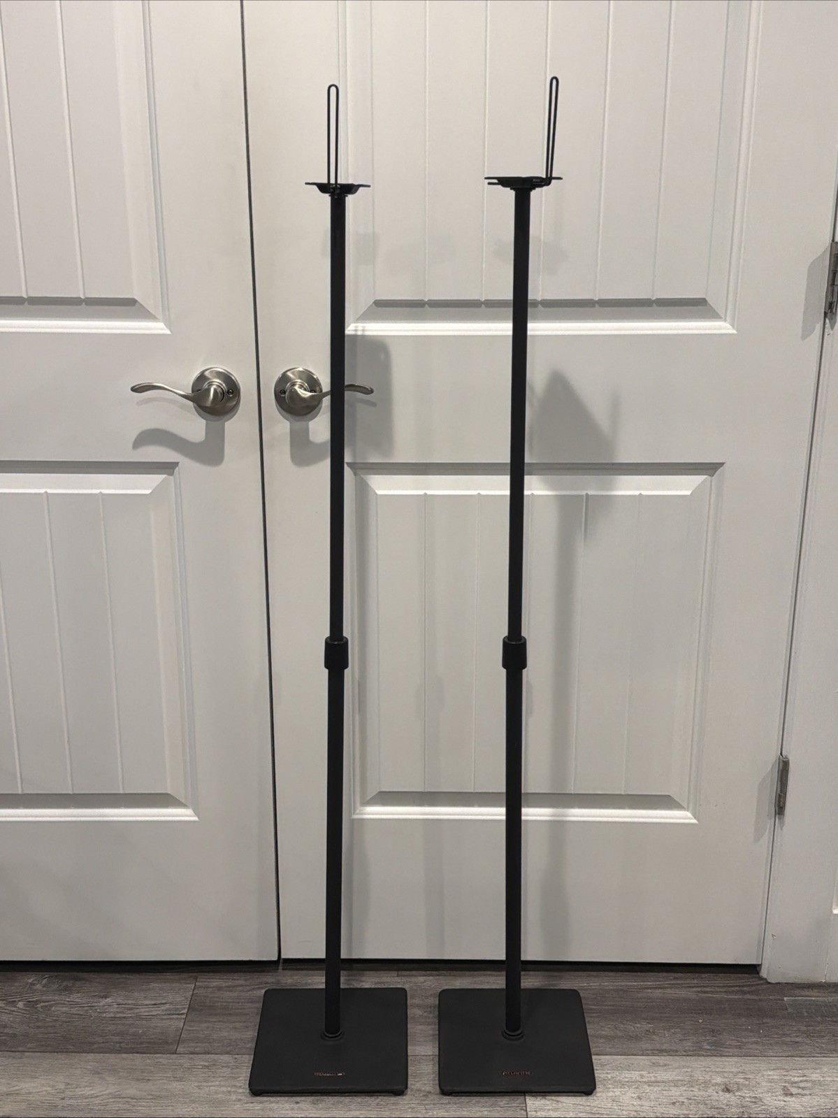 Atlantic Adjustable Height Satellite Surround 27-47 In Black Speaker Stand