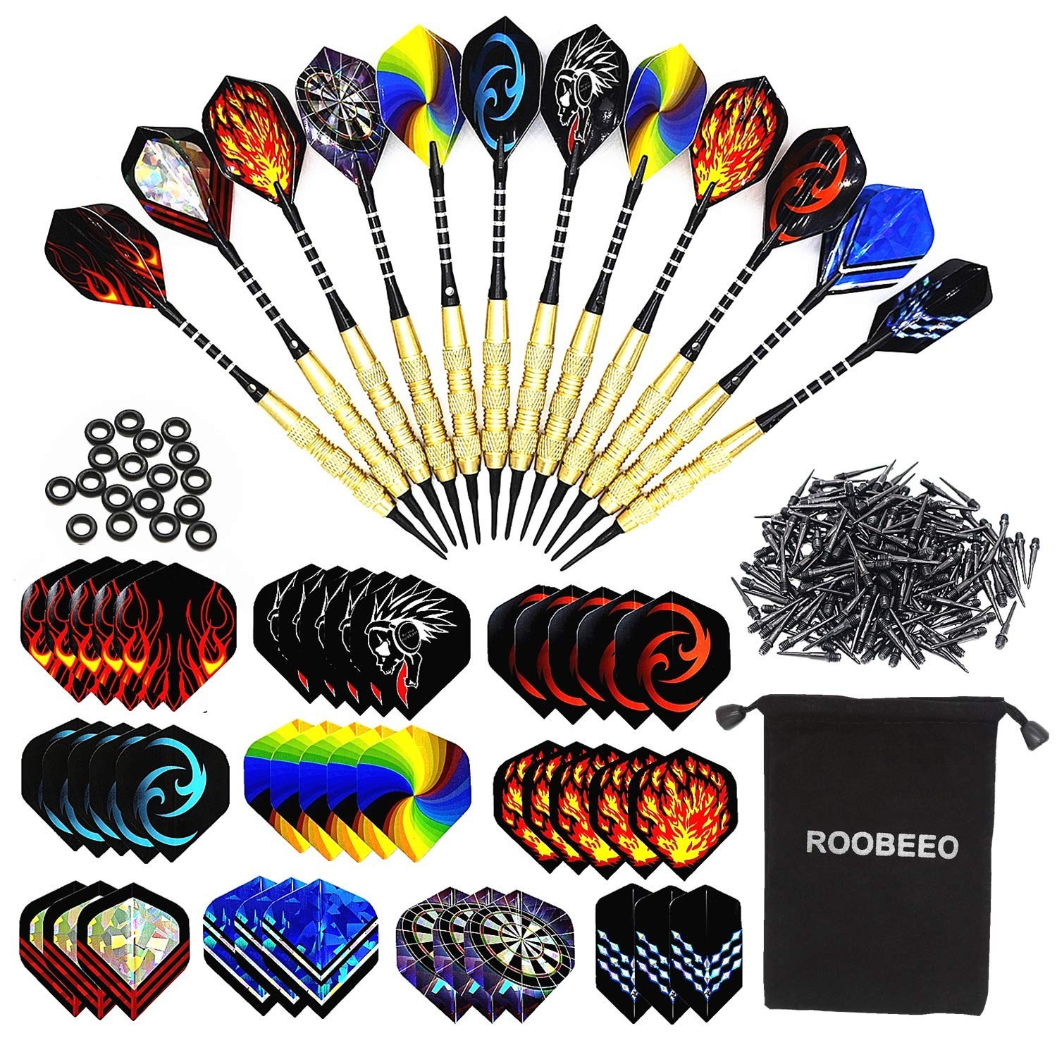 Soft Tip Darts 12 Pcs 18g Plastic Tip Darts Set with Brass Steel Barrels&Alum...