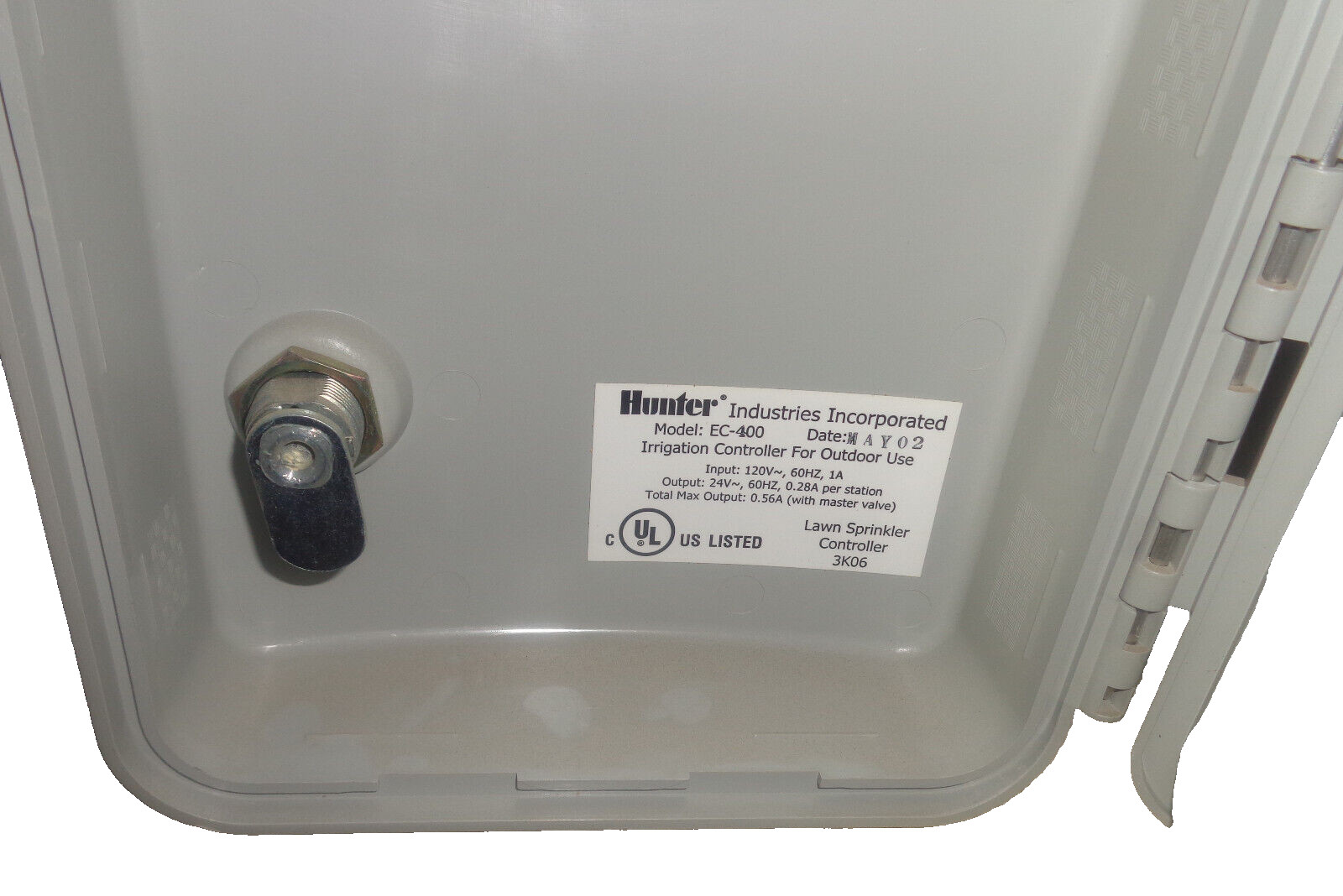 Hunter EC-400 4 Station Irrigation Controller Timer In Lock Box With Keys Works
