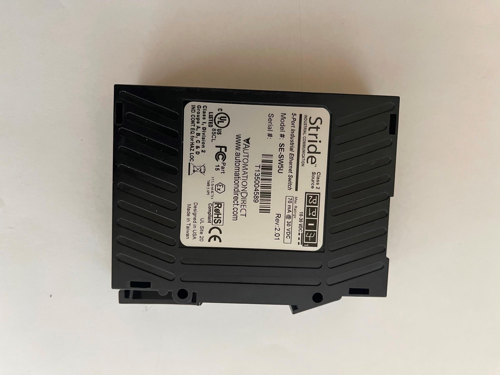 Stride SE-SW5U Rev 2.01 5-Port Industrial Ethernet Switch - Used