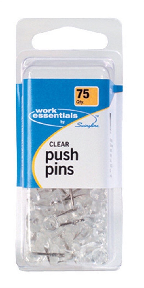 Swingline S7071760 Plastic Clear Regular Size Push Pin (Pack of 4)