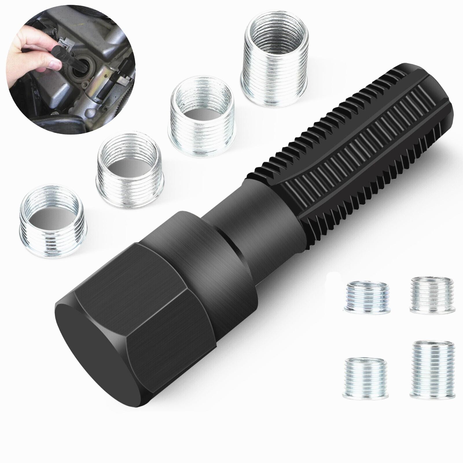 M14 x1.25 Spark Plug Rethread Thread Repair Kit Reamer Tap with 4 Inserts E