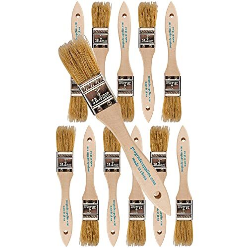Natural Bristle Paint Brushes Chip Paint Brush with Wooden Handle, 12Pack 1 Inch