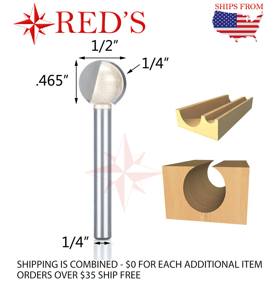 Tideway Carbide Pro LC05050804 1/4R" Full Round Carving 1/4" shank router bit