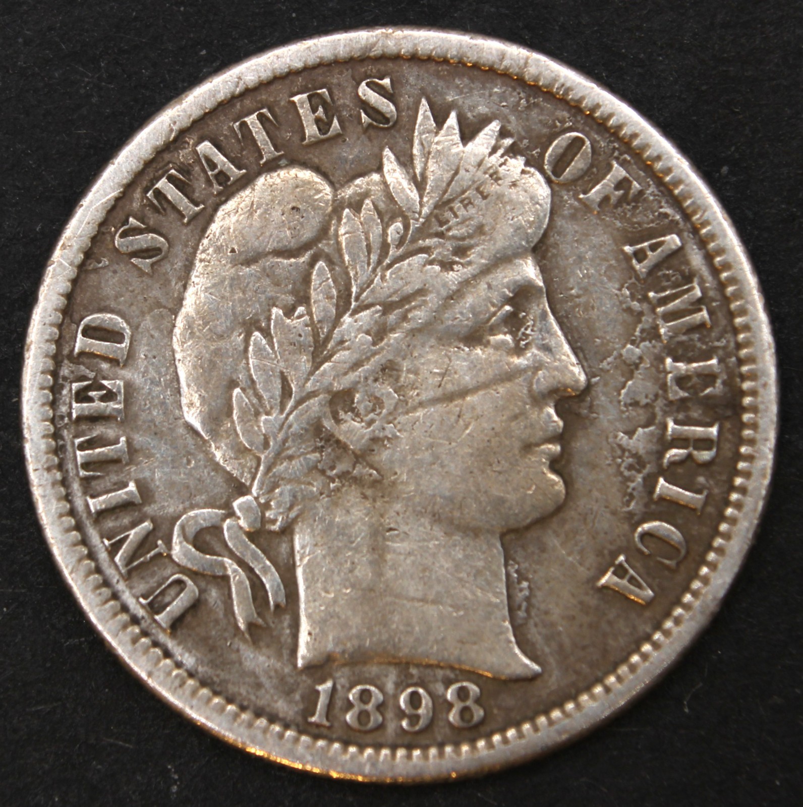 1898 o barber dime- Choice EF OBV SCRATCH- SMH660