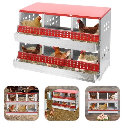 2-Layers 6-Compartments Chicken Nesting Case Chicken Coop Box Nesting Box 50kg