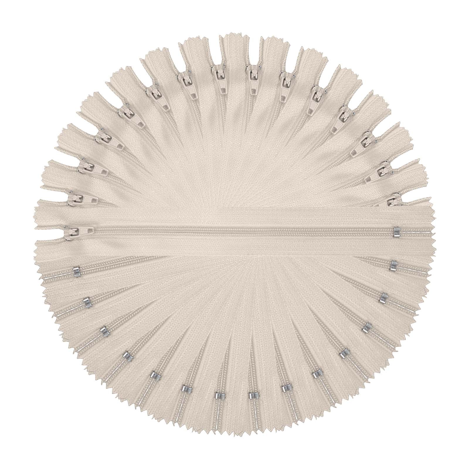 9 Inch Nylon Coil Zippers, #3 Beige Sewing Zippers,Pack of 15