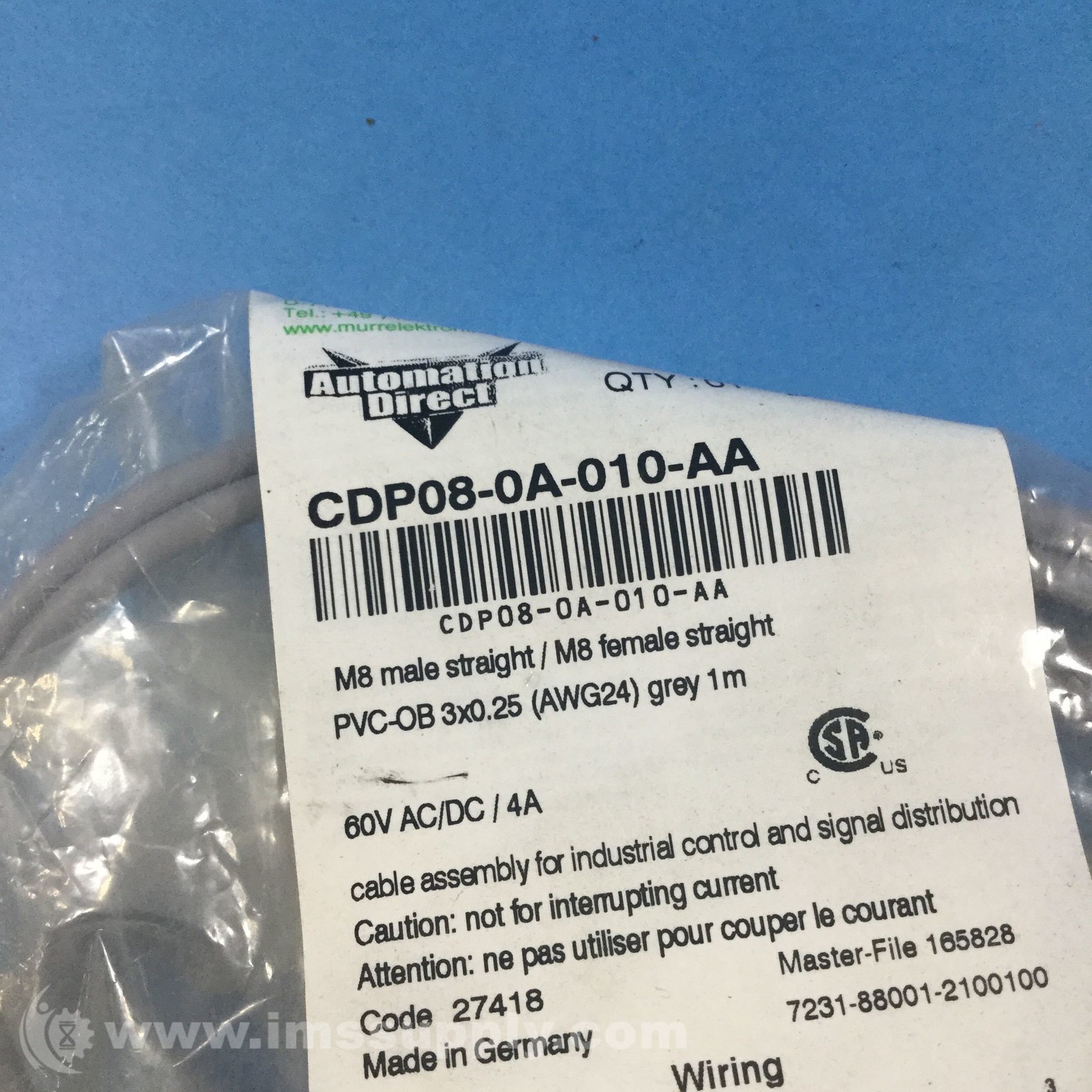 Automation Direct CDPO8-0A-010-AA M8 Patch Cable FNIP