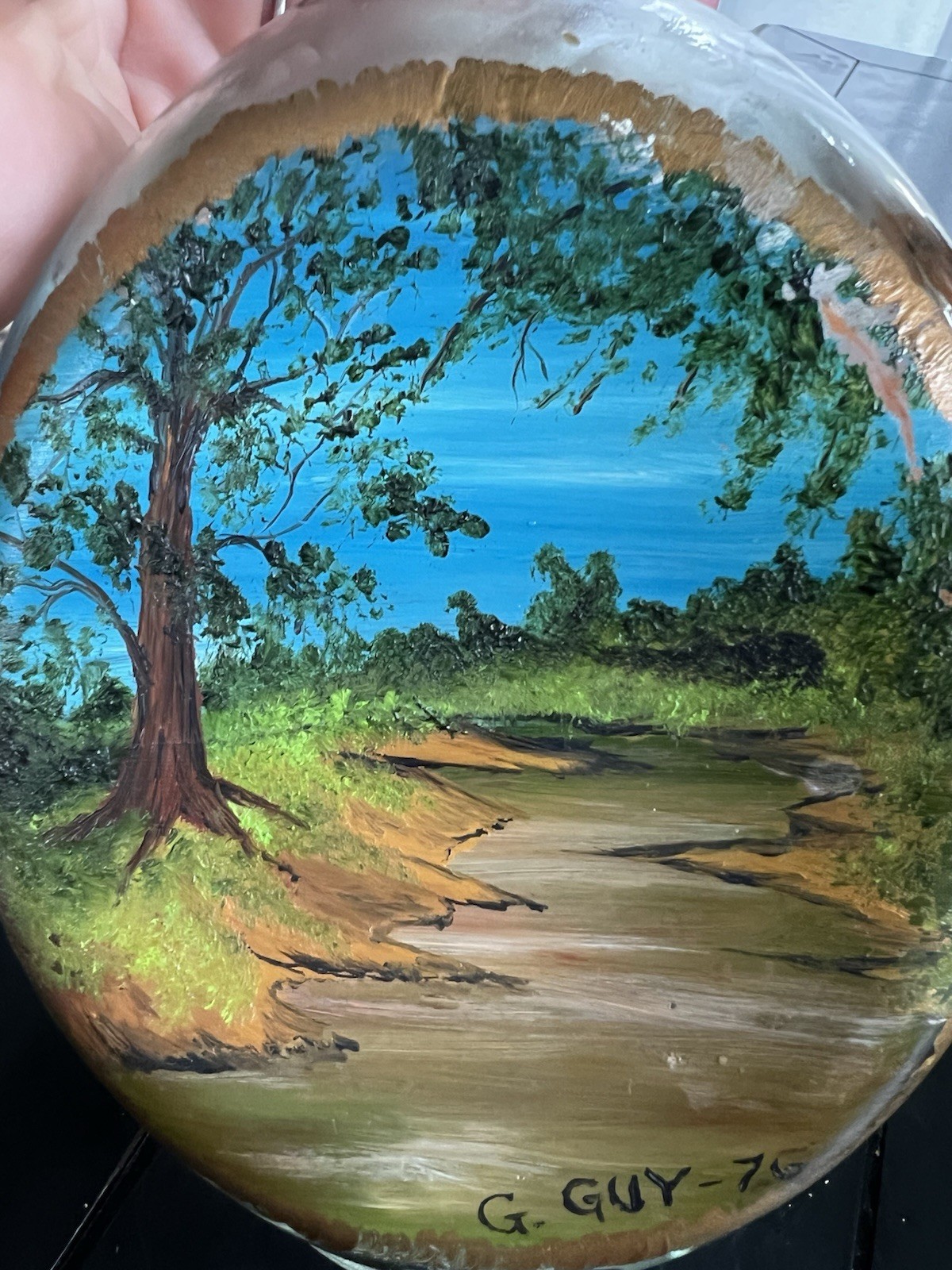 Hand Painted Three Sided Vintage Glass Haig & Haig Scottish Whiskey Bottle