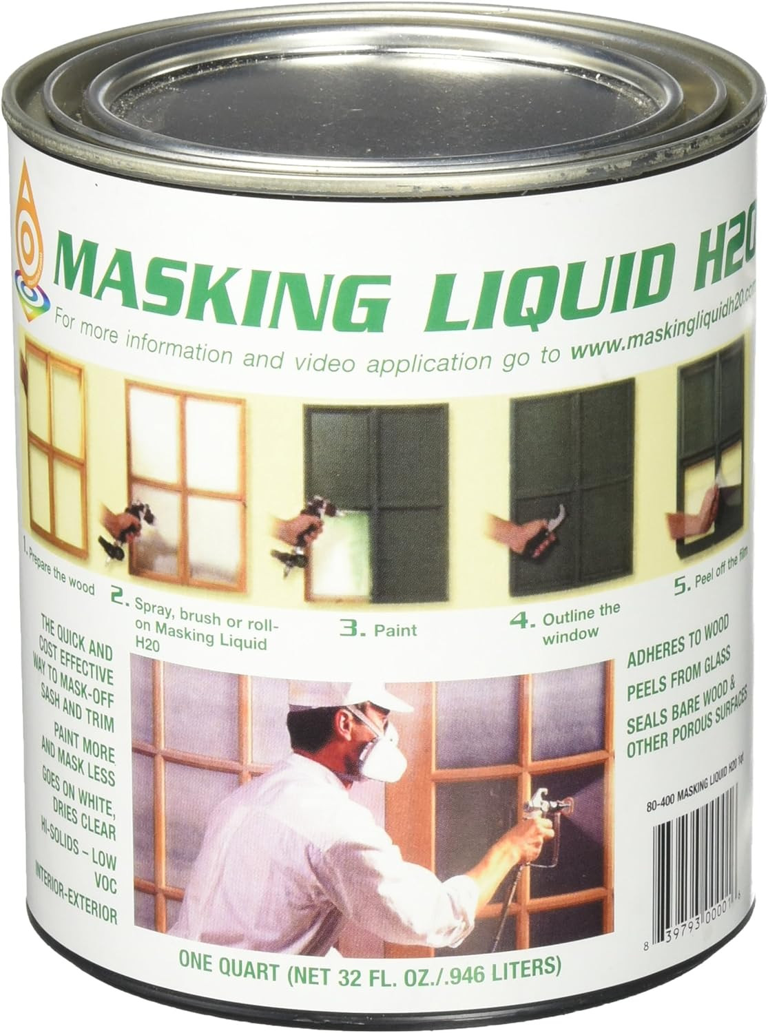 157026 80-400-4 H20 Masking Liquid, 1 Quart, Clear
