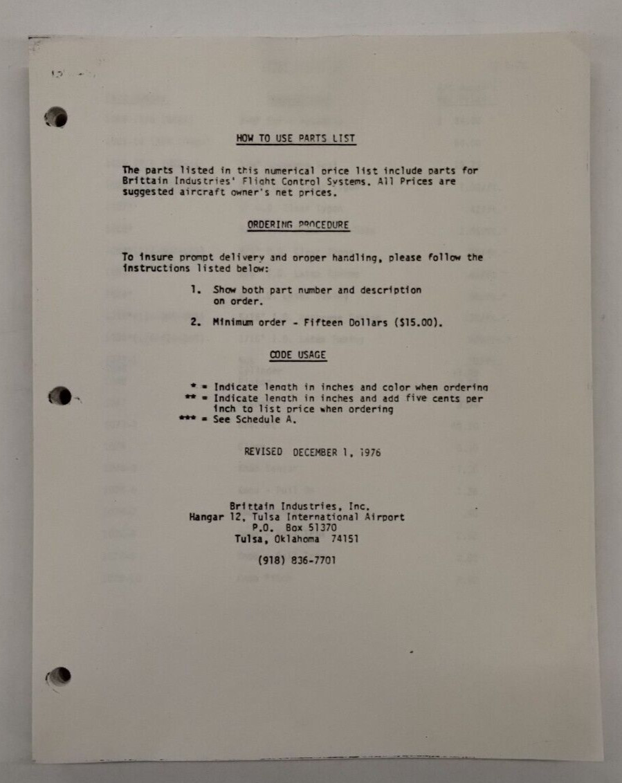 Brittain Autopilot B2C/B4/B7/B55 Parts & Installation Manual-Copy