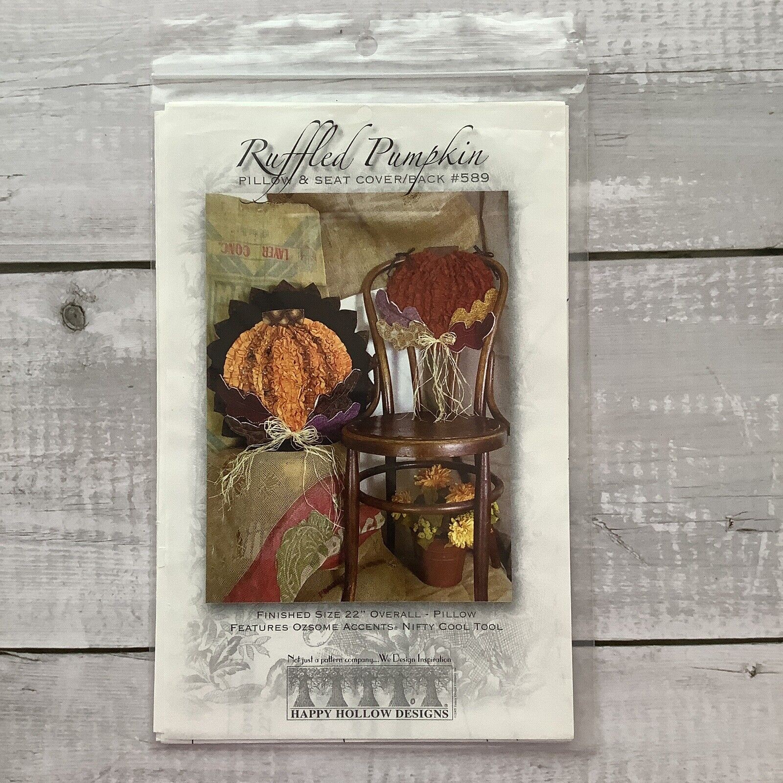 Happy Hollow Designs Ruffled Pumpkin Pillow Sewing Quilting Pattern Fall Autumn