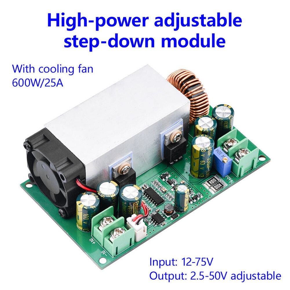 Adjustable DC DC Converter Module Output 25 60V Input 12V~75V 600W 25A
