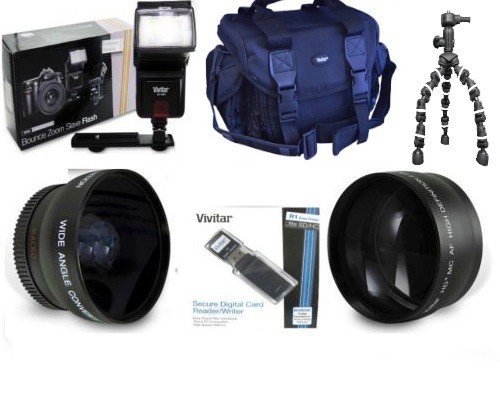 NIKON D3100  D3200  ESSENTIAL ACCESSORY KIT GADGET BAG 3 LENSES FLASH TRIPOD
