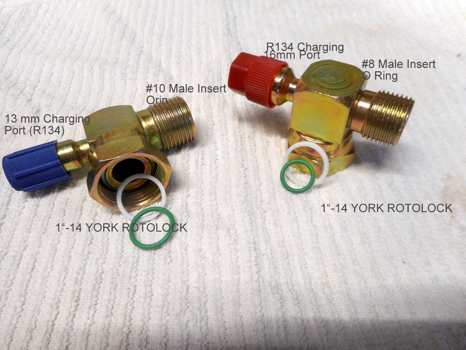 FORD/YORK 209/210 A/C ROTOLOCK FITTINGS W/134A SERV.PORTS,ORINGS & TEFLON SEALS