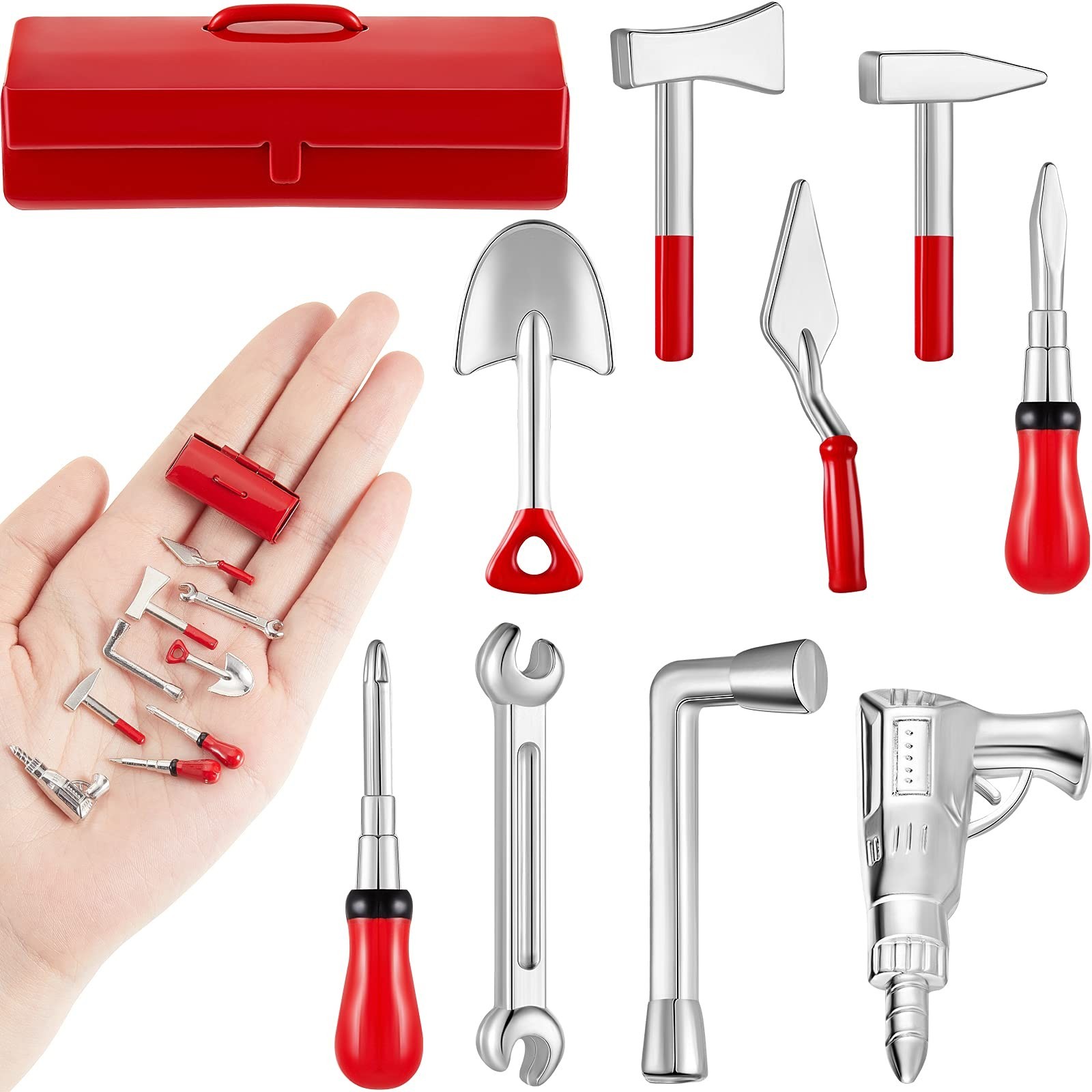 Sumind 10 Pieces Mini Dollhouse Tool Set Mini Doll House Repair Multi Tool In...