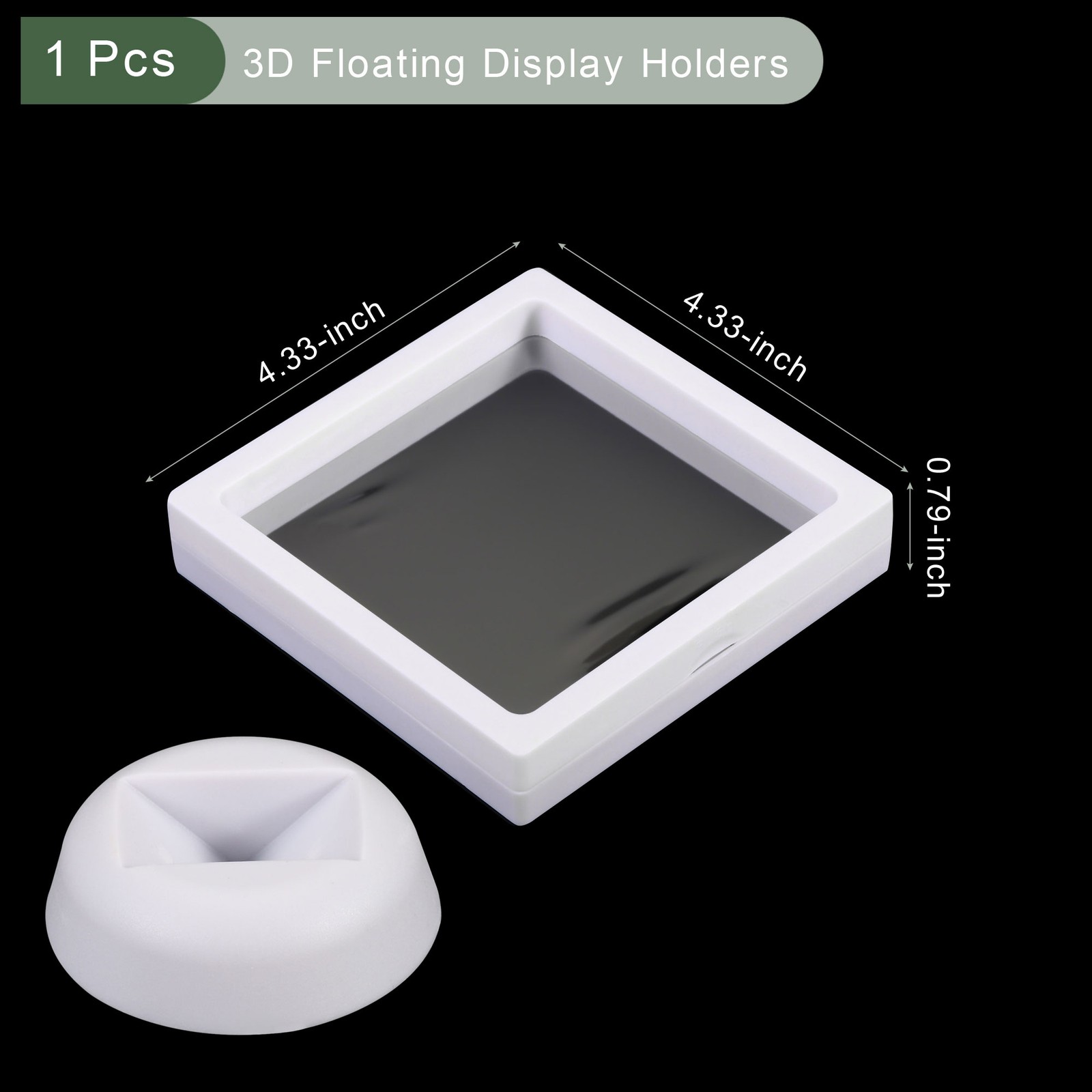 3Pcs 3D Floating Display Case, Coin Display Holder Case(White, 4.3x4.3″)