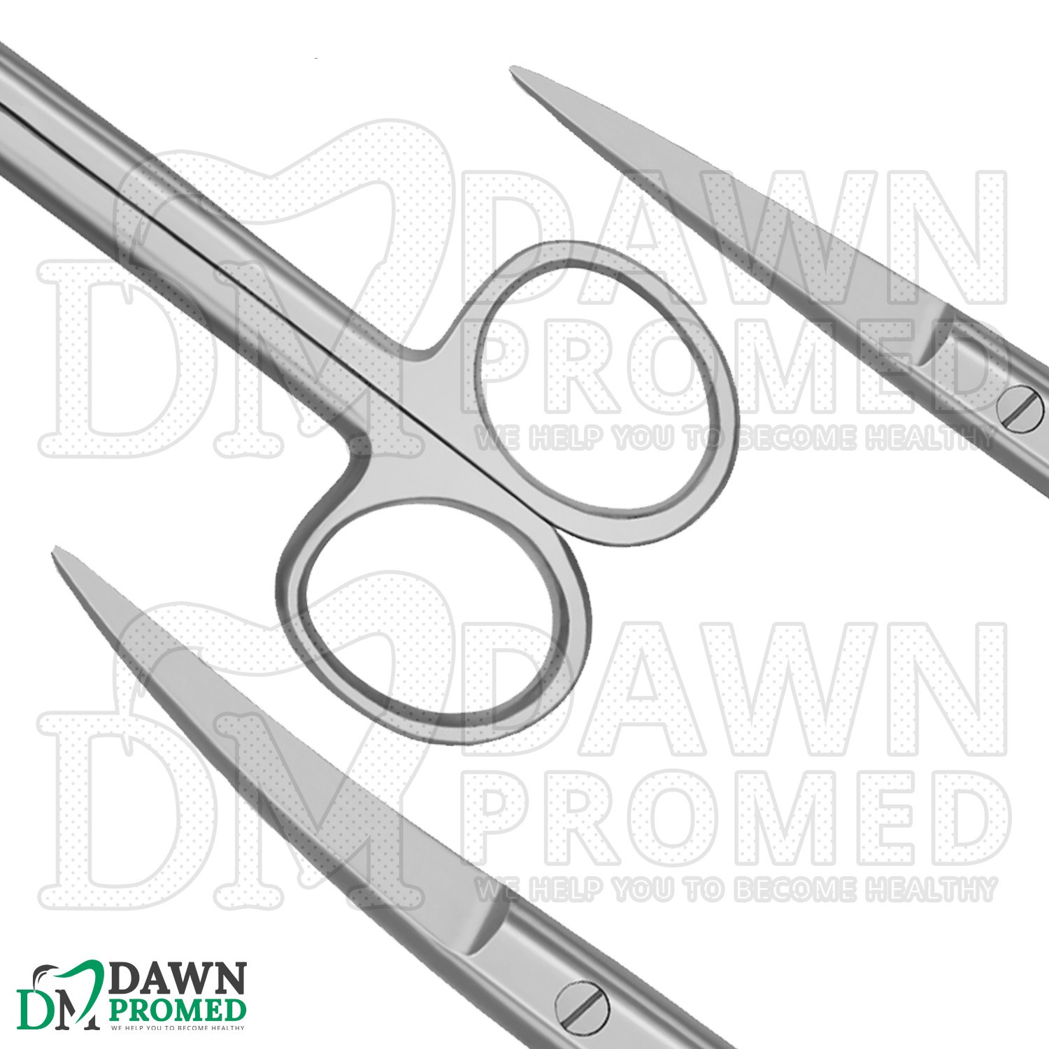 2 Pcs Operating Scissors 4.5" Straight & Curved Sharp Sharp Round Pattern Set