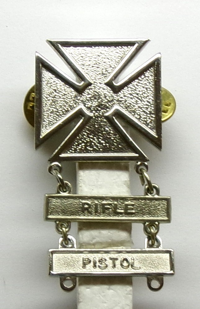 U.S. Army Qualification Marksman Badge with RIFLE PISTOL BARS  Shiny Brite
