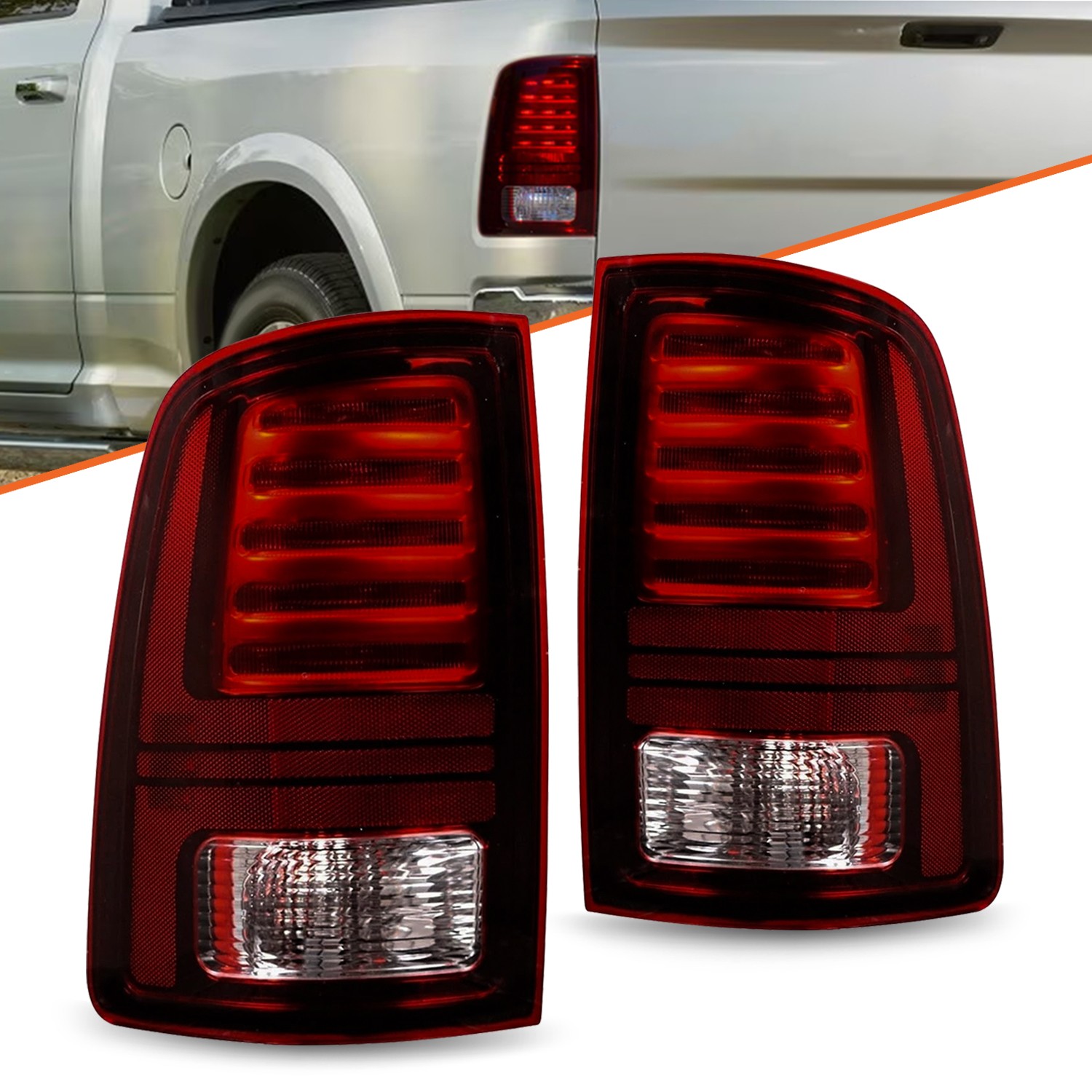 For 2013-2018 Dodge RAM 1500/2500/3500 LED Red Smoked Tail Lights Pair