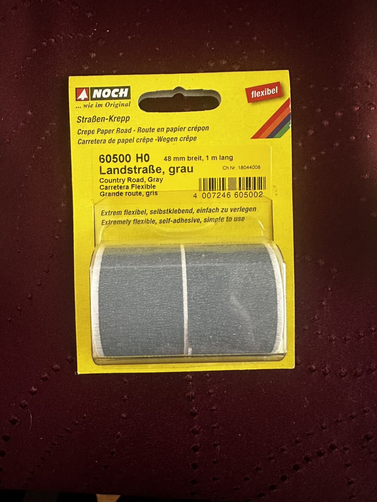 NOCH 60500 HO COUNTRY ROAD, GRAY FLEXIBLE ROAD CREPE PAPER NEW 39 IN. LONG
