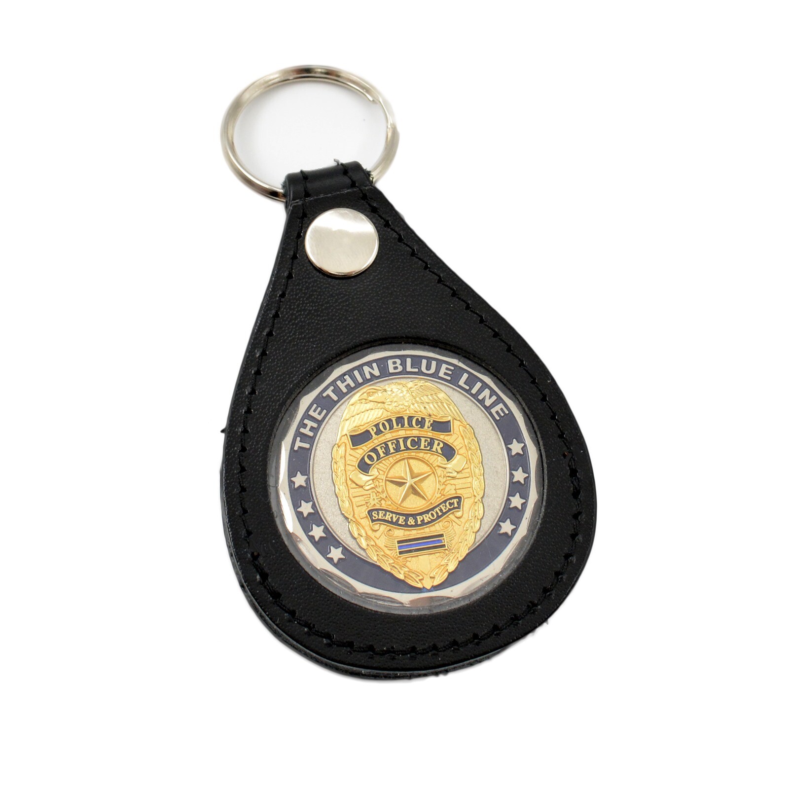 Leather Challenge Coin Holder Key Ring FOB Chain 1.75" Poker Chip Case